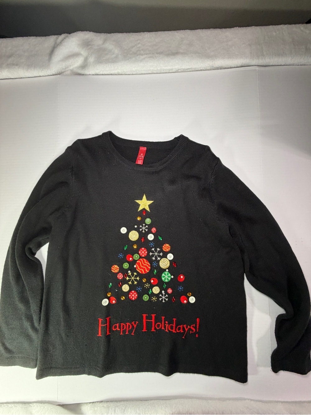 Happy Holidays! Women’s Christmas Black Holiday Sweater Top